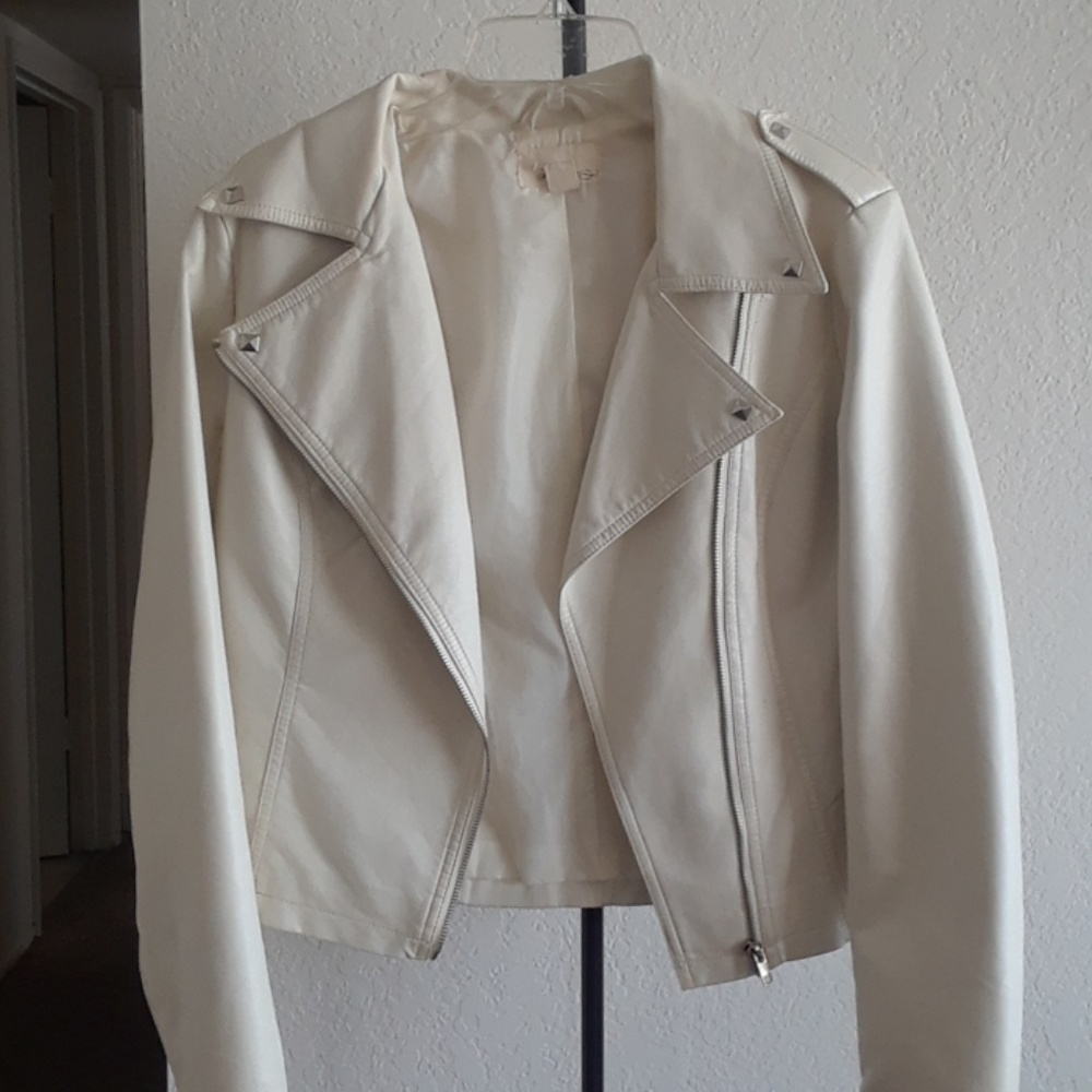 White faux leather jacket
